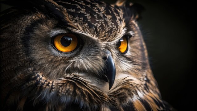 Intense gaze of a majestic eurasian eagle owl