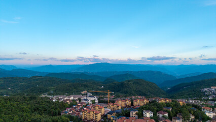 Aerial photography of summer houses in Xiannv Mountain town, Wulong District, Chongqing, China