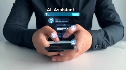 Online support Chatbot conversation.	Virtual assistant, artificial intelligence Bot and CRM software automation technology. Chatgpt Chat with AI.Customer person using chat service to get support.
 - Powered by Adobe