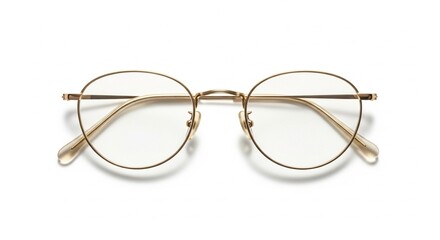 Pair of Vintage Round Glasses with Thin Gold Wireframe