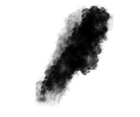 Dark black smoky texture resembling a cloud or puff of dust. High contrast abstract shape with soft diffusion on transparent background.