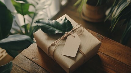 Gift box with natural wrapping