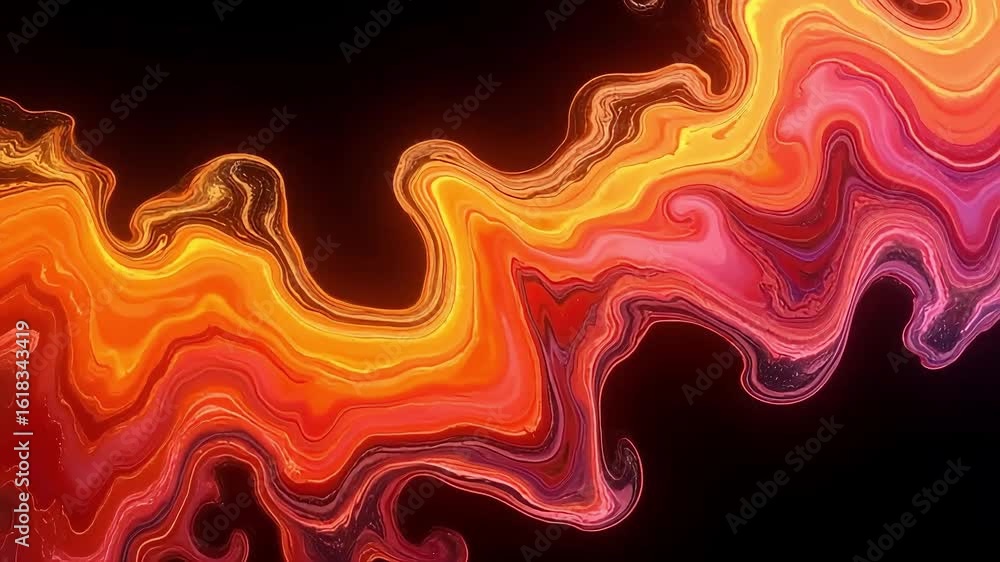 Poster abstract fluid art animation background loop orange pink wave motion graphics video design 1080p