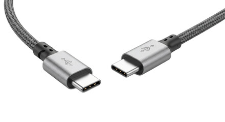 USBC Cable Braided Silver Technology Data Transfer Device Connection