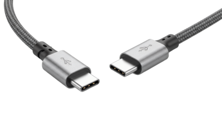 USBC Cable Braided Silver Technology Data Transfer Device Connection