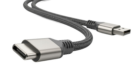 USBC Cable Braided Data Transfer HighSpeed Charging Modern Technology Grey Silver Elec