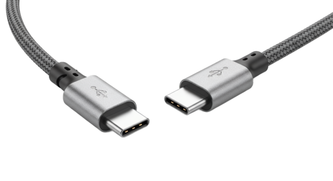 USBC Cable Braided Silver Technology Data Transfer Device Connection