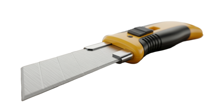 Utility Knife on Wooden Surface Closeup Product Shot