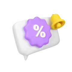 Price Tag with Discount Notification isolated 3d render icon illustration