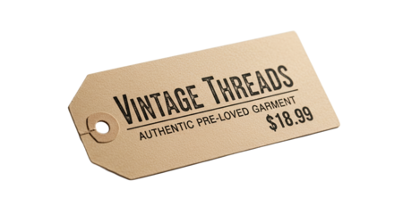 Vintage Clothing Tag Price Label Recycled Paper Texture Secondhand Apparel Preowned Fashio
