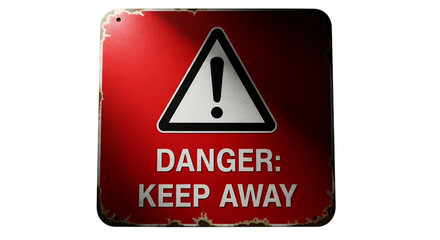 Vintage Red Danger Sign Warning Keep Away Rusty Metal Texture Industrial Alert Caution Si