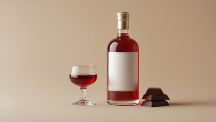 red wine Bottle Mock-Up. Blank Label 