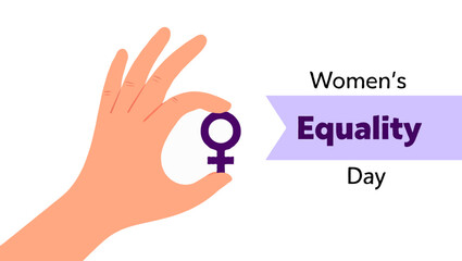 Obraz premium Vector art of a hand holds the female symbol for womens equality day