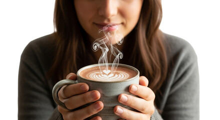 Warm Latte Art Coffee in Hands