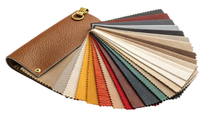 Leather  Fabric Swatches Color Palette for Interior Design Isolated On Transparent Background