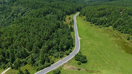 The road on the grassland