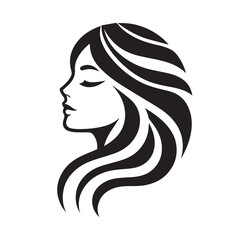 vector logo of beautiful woman with beautiful hair