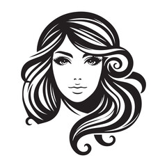 vector logo of beautiful woman with beautiful hair