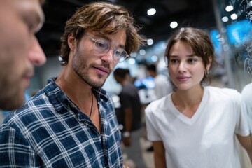 A group of young adults engage in a collaborative discussion in a contemporary workspace, showcasing creativity, teamwork, and the importance of communication in innovation.