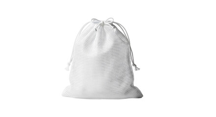 White Mesh Drawstring Bag EcoFriendly Reusable Storage Pouch Mockup Template for Branding an