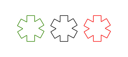 Medical Symbol Set Red, Black and Blue Star.