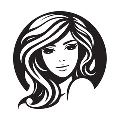 vector logo of beautiful woman with beautiful hair