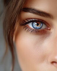 Obraz premium Close Up View of a Beautiful Woman's Blue and Brown Heterochromia Eye