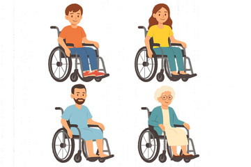 Diverse Wheelchair User Vector Set – Disabled Children, Adults & Elderly in Hospital & Daily Life Scenes