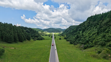 The road on the grassland