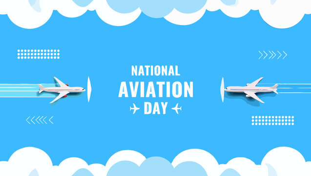 Vector art of a graphic design celebrating national aviation day with airplanes
