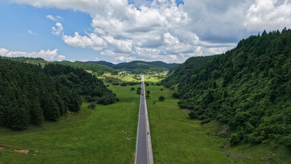 The road on the grassland