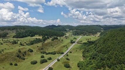 The road on the grassland
