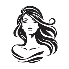vector logo of beautiful woman with beautiful hair