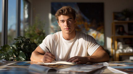 A creative marketer designing a campaign with a storyboard