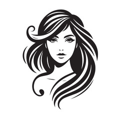 vector logo of beautiful woman with beautiful hair