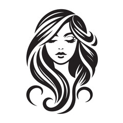 vector logo of beautiful woman with beautiful hair