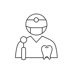 White Line Dentist Icon - Hand-Drawn Medical Illustration