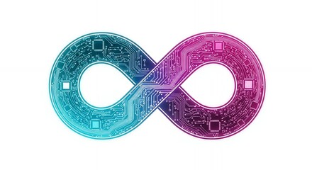 Abstract Infinity Symbol Created with Circuit Board Design Elements