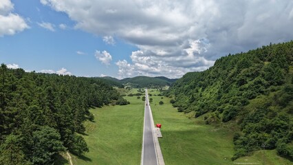 The road on the grassland