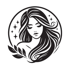 vector logo of beautiful woman with beautiful hair