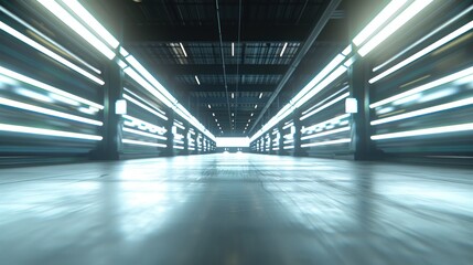 Fototapeta premium Futuristic warehouse corridor