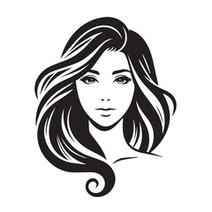 vector logo of beautiful woman with beautiful hair