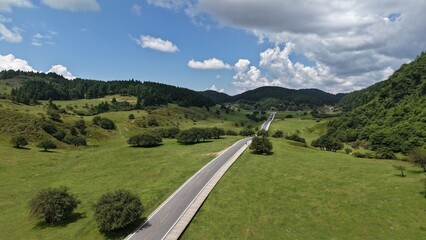 The road on the grassland