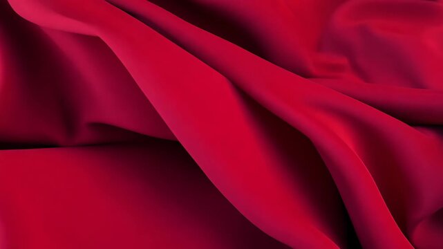 Flowing red silk fabric revealing elegant folds and luxurious creases. Abstract motion background concept.