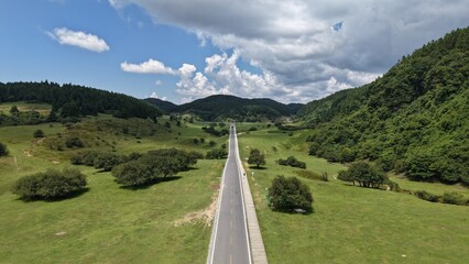 The road on the grassland