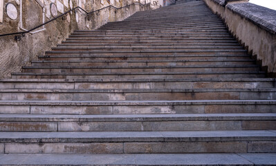 A long stone staircase for climbing up.