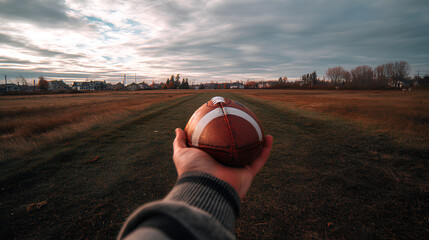 a person playing rugby with a first person point of view camera