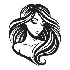 vector logo of beautiful woman with beautiful hair