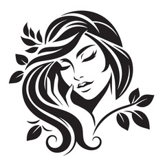 vector logo of beautiful woman with beautiful hair
