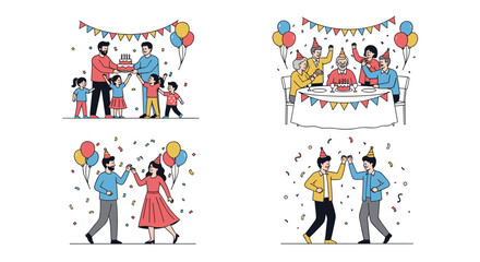 Fototapeta premium Vibrant celebration scenes depicting joyful family gatherings and festive parties filled with decorations and laughter